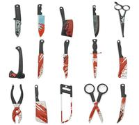 Stiesy 30 dijes de Halloween para hacer joyas, cuchillos sangrientos, tijeras, alicates, dijes de acrílico de terror gótico negro para hacer joyas, manualidades, regalos de fiesta