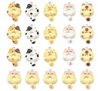 Stiesy 30 dijes de resina con forma de dona de gato a granel para hacer joyas, manualidades, pulseras, collares, aretes, regalos