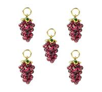 Stiesy 5 colgantes de piedras preciosas de uva, forma de uva morada, granate natural, dijes de piedra de cristal de frutas para joyas, pulseras, manualidades, collares, aretes