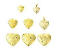 Stiesy 8 dijes de marco de fotos que se pueden abrir, colgantes de corazón dorado para hacer joyas, pulseras, collares, aretes, manualidades, regalos del día de San Valentín