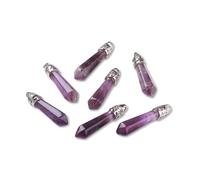 Stiesy Abalorio de piedra natural con punta de bala para joyas, pulseras, manualidades, collares, aretes, Sin tipo de metal