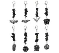 Stiesy - Colgante con forma de murciélago gótico (8 unidades), diseño de tarot esmaltado negro con cierres de mosquetón, para hacer joyas, manualidades, decoración de regalo