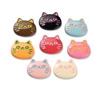 Stiesy Lindos dijes de resina con cabeza de gato, 70 unidades, cabujones de gatito kawaii, parte trasera plana, sin agujeros, cuentas a granel para manualidades, joyería, fabricación de pinzas para el