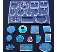 Stiesy Molde geométrico de joyería con forma de rompecabezas, moldes de silicona, molde de fundición de resina epoxi para joyería de resina UV, colgantes, pendientes, llaveros, manualidades