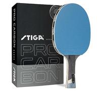 STIGA Pro Carbon Performance Ping Pong Paddle | Hoja de fibra de carbono extra ligera de 7 capas | Esponja premium de 2 mm | Mango profesional cóncavo para un agarre excepcional