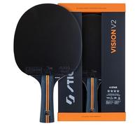 STIGA Vision V2 Pala de Tenis de Mesa 4 Estrellas - Alta Velocidad y Control, Tecnología Crystal, Madera 5 Capas, Mango Cóncavo, Goma ITTF Star 4, Esponja 2.0 mm