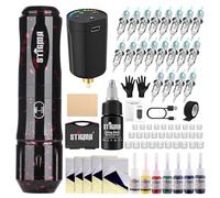 STIGMA Maquina de Tatuar Kit de Tatuaje Completo con Maletín, Kit Incluye Bateria Fuente de Alimentacion, 20Pcs Agujas de Tatuaje, Tintas Colores para Tatuar con Todos Necesitos STP89KITP802-2
