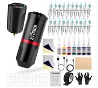 STIGMA Pro Maquina de Tatuar con Bateria 1400 mAh,20Pcs Agujas de Cartuchos de Tattoo, Wireless Tattoo Kit Complete