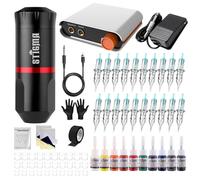 STIGMA Pro Maquina de Tatuar Kit de Tatuaje Completo con 20Pcs Agujas de Cartuchos Tintas para Tatuar Short Tattoo Pen with Digital Tattoo Power Supply de Tattoo y Accesorios