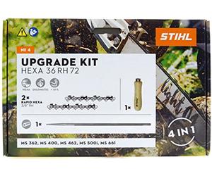 Stihl HEXA UPGRADE KIT4 50 cm 3/8 1,6 72TG 2 cadenas de sierra hexa, 1 lima hexagonal y mango de lima