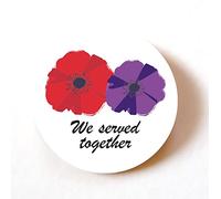 stika.co Juego de 24, 72 o 240 pegatinas de amapola de recuerdo, etiquetas rojas y moradas con texto en inglés "We Served Together" para animales en guerra, para no olvidar, Día del Armisticio y