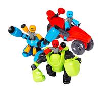 StikBot Zing Megabots - Juego completo de 3 figuras de acción posables y Mega vehículos, Turbo Cycle, Knockout y Avalanche