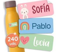 StiKiddo® Set de 240 Etiquetas Personalizadas para Niños - Pegatinas Adhesivas para Ropa y Objetos, Para Guarderíay y Escuela, Impermeables - Violeta