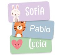 StiKiddo® Set de 60 Etiquetas Personalizadas para Niños - Pegatinas Adhesivas para Ropa y Objetos, Para Guarderíay y Escuela, Impermeables - Violeta