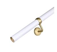 Stiley Living Kit de pasamanos de escalera blanco mate con soportes y accesorios de latón - Riel de escalera interior de acero inoxidable montado en la pared - Sistema de barandilla moderno - 1,2 m