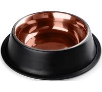 StilGut Comedero para perros y gatos, juego de 2 cuencos de aluminio de 0,7 l, comedero para perros, comedero para gatos, agua, juego de 2 unidades, color negro y cobre