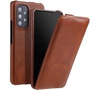 StilGut Funda Compatible con Samsung Galaxy A53 5G, Carcasa Solapa UltraSlim con Abertura Vertical de Piel, Coñac