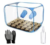 Still Air Box Caja Plegable para Cultivo de Setas PVC, 2 Puertos de Brazo, Versátil para Amantes de los Hongos (Azul)