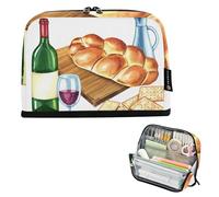 Still Life - Bolsas de almacenamiento para lápices de pan de vino con cremallera, estuche grande para lápices, bonito estuche para bolígrafos para niñas, suministros de escuela secundaria
