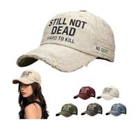 Still Not Dead Gorra Hard to Kill, gorras de béisbol para hombre, gorra de béisbol bordada vintage envejecida, gorra de camionero, gorra ajustable para papá, blanco, L