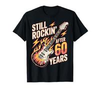 Still Rockin' After 60 Years Flaming Guitar Design Camiseta
