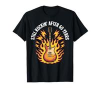 Still Rockin' After 60 Years Guitar Flame Design Camiseta