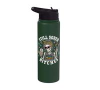 Still Sober Bitches Messy Bun Drinking Coffee Skeleton Stainless Steel Insulated Water Bottle