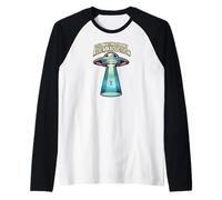 Still Waiting For My Alien Abduction UFO Funny Sci-Fi Camiseta Manga Raglan