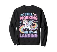 Still Working On My Landing Unicornio Arcoiris Sudadera