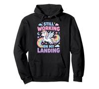 Still Working On My Landing Unicornio Arcoiris Sudadera con Capucha