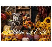 Stillleben mit Eule (Wandkalender 2026 DIN A2 quer), CALVENDO Monatskalender: Das Genre des Stilllebens mit Früchten, Blumen und Vogel neu ... Bilderstellung durch künstlicher Intelligenz.