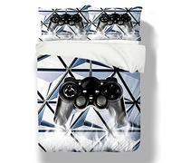 Stillshine. 2/3 Piezas Juego De Cama De Funda De Edredón Y Funda De Almohada Funda Nórdica Gamer Juvenil Chico Niño Adulto Microfibra 3D Gamepad Video Juego Moderno (Verde Negro,Cama 90 180x220cm)