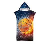 Stillshine Adulto Niño Natación Playa Surf Poncho Albornoz con Capucha Toalla de Microfibra Albornoces Nadar Toalla de Playa Toalla de baño -Muchos Estilos (Baloncesto 3D)