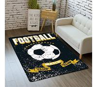 Stillshine. Alfombra Dormitorio Fútbol en 3D Adolescentes Niños Niños Sala de Estar Alfombra Antideslizante Llama Campo de Fútbol Azul Negra Alfombra de Arrastre de Franela (Color 1,80×160 cm)