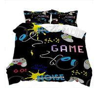 Stillshine. Funda Nordica Cama 90/105/135/150 Juvenil Niños Niñas Game Player Gamepad Controlador Blanco Negro Microfibra Funda de Almohada 2/3 Piezas Juego De Cama (Color 2,Cama 80/90-150 x 220 cm)