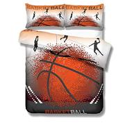 Stillshine Funda nórdica Cama 90 cm 3D Baloncesto Estilo Deportivo Ropa de Cama Niños Funda nórdica y Funda de Almohada