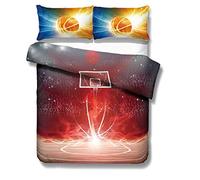Stillshine Funda nórdica Cama 90 cm 3D Baloncesto Estilo Deportivo Ropa de Cama Niños Funda nórdica y Funda de Almohada