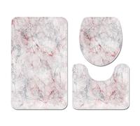 Stillshine. Juego de Alfombras de Baño 3 Piezas, Mármol Patrón Negro Beige Caqui Poco Profundo Azul Alfombra de Contorno en Forma de U, Felpudo,Inodoro Cubierta de Tapa (Color 2,40×60 cm 3PCS)