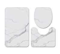 Stillshine. Juego de Alfombras de Baño Tapete de Baño Antideslizante Tapa de Inodoro Juego de Tapetes de Baño de 3 Piezas,3D Mármol Patrón Negro Blanco Rosado Color Crema (Blanco,40×60 cm 3PCS)