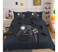 Stillshine. Juego De Funda De Edredón, 2/3 Piezas Funda Nórdica Cama 80/90/105/135/150 Juvenil Infantil Niño Adulto Gamer 3D Gamepad Video Juego Juego De Ropa De Cama (Cama 80/90-155 x 220 cm,Negro)