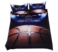 Stillshine Juego de sábanas Juego de Funda nórdica Juego de Baloncesto Estilo Deportivo Funda de edredón + Funda de Almohada Banda Invisible Juego de sábanas (180 x 220 cm - Cama 105/90 cm)