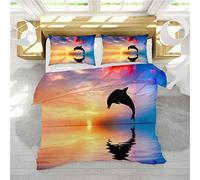 Stillshine Ropa de Cama 220 x 240 Juegos de Fundas para edredón Niña Creativo 3D Oceano Mundo Delfín Ballena Tortuga Medusa Coral King Size Funda nórdica + Funda de Almohada