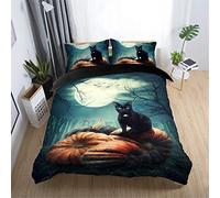 Stillshine Ropa de Cama King Size 220x240 Animal 3D Lobo Gato Caballo Unicornio Noche Paisaje Funda nórdica + 2 Funda de Almohada 50x75 cm - Kit de 3 Piezas de Poliéster Transpirable Antibacteriana