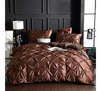 Stillshine Ropa de Cama Super King Size Funda nórdica 230x260 y 2 Funda de Almohada 50x75 Lujo 3D Tridimensional Pellizco Flor Clip de Jacquard Doblez Flor Arrugas Volantes Retro Satén de Seda