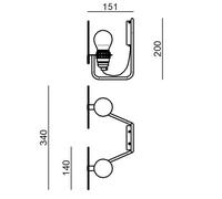 Stilnovo Bugia aplique LED 2 luces negro