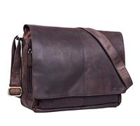 STILORD 'Alex' Bolso de Mensajero o Bandolera de Piel para Hombre y Mujer Maletín o Bolsa de Hombro Estilo Vintage para portátil de 15.6' de Cuero auténtico, Color:marrón Oscuro - Opaco