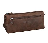 STILORD Alexis Estuche Escolar Cuero Vintage para Lápices Bolsa Portatodo para Maquillaje Cartuchera de Genuino Piel Color:Missouri - marrón