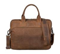 STILORD Alvin Maletín Portátil Cuero Bolso Mensajero para Laptop 15 Pulgadas Bolsa Bandolera Vintage Business Bag Bolso Negocios de Auténtica Piel Color:tarragona - marrón