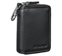 STILORD 'Amell' Estuche de Cuero 2-en-1 para Tarjetas y Llaves - Mini Cartera con Llavero, Compartimento EC, Protección RFID, Color:Negro