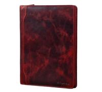 STILORD 'Arvid' Vintage Portafolio Cuero complementos con Anillas para Conferencias Maletín DIN A4 con Cremallera de Piel Autentico, Color:Kara - Rojo